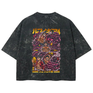 Playera streetwear premium de anime y gaming ExtraLife MX, corte boxy deluxe mineral wash heavyweight en color Acid Wash, moda urbana mexicana de culto.