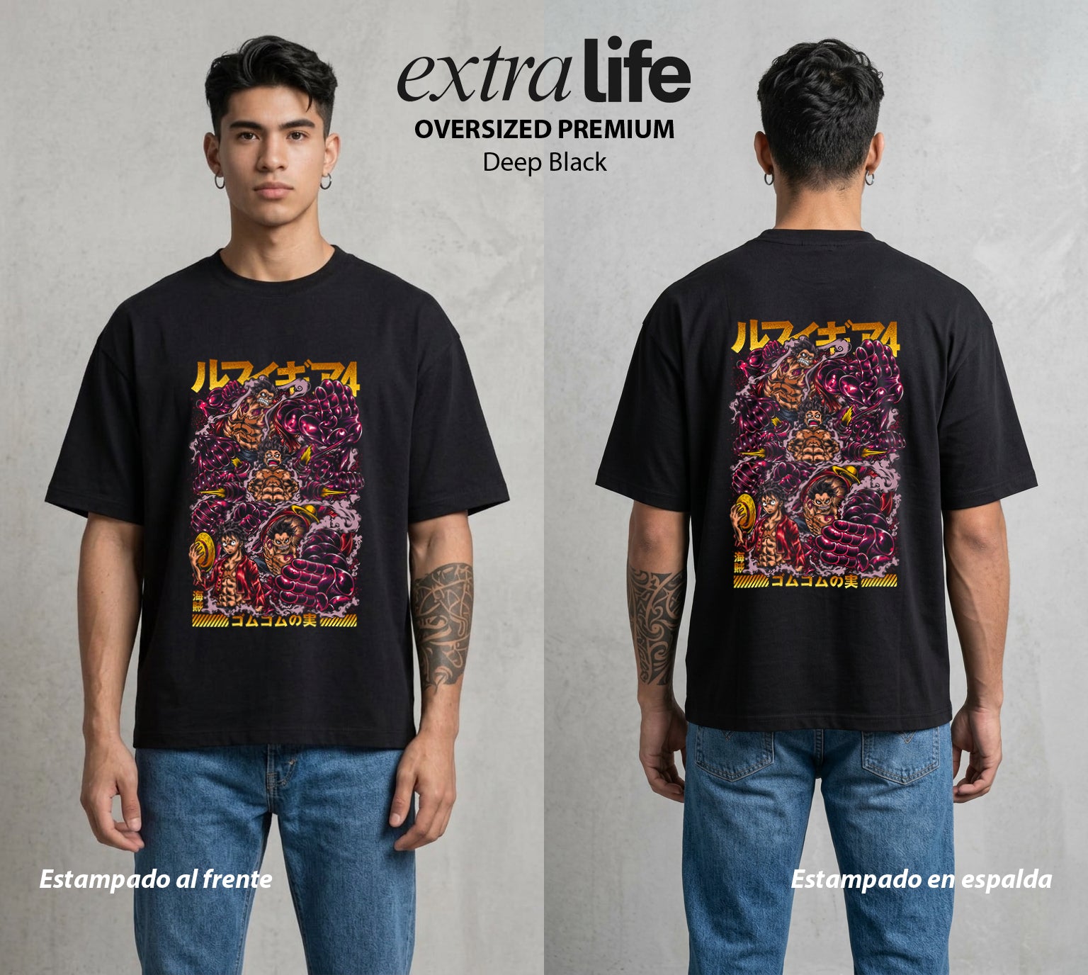 Mar de los Piratas | La Busqueda del Bien #02982 - Playera Oversized Premium | Deep Black - Foto en modelo
