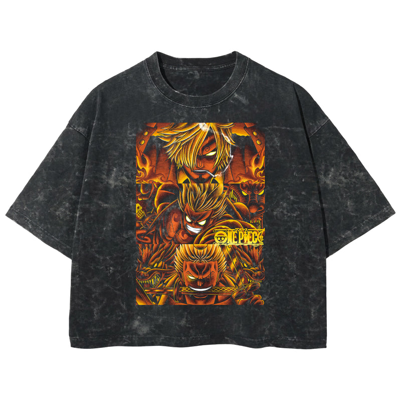 Playera streetwear premium de anime y gaming ExtraLife MX, corte boxy deluxe mineral wash heavyweight en color Acid Wash, moda urbana mexicana de culto.