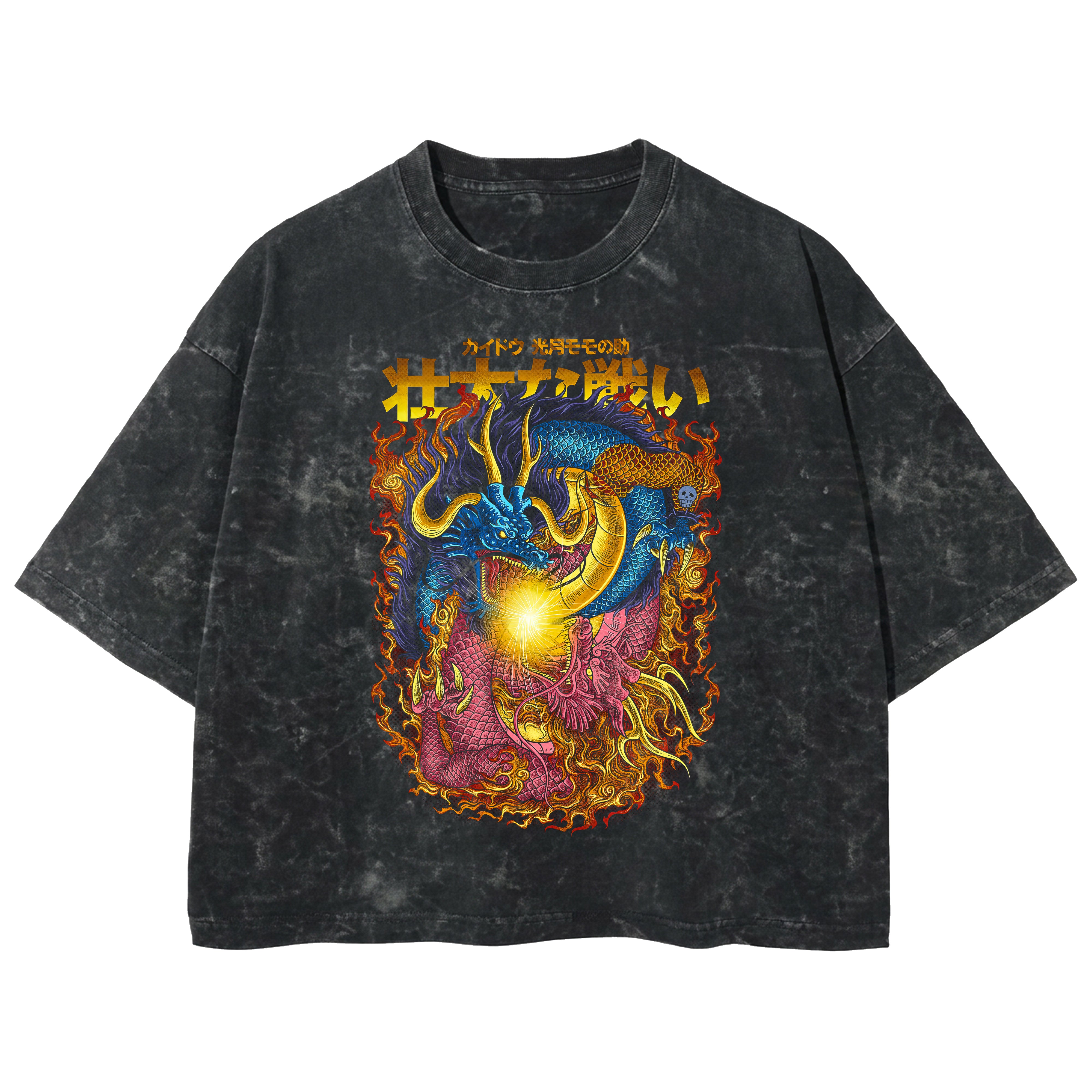 Playera streetwear premium de anime y gaming ExtraLife MX, corte boxy deluxe mineral wash heavyweight en color Acid Wash, moda urbana mexicana de culto.