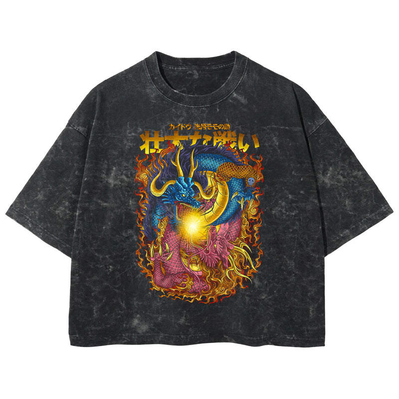Playera streetwear premium de anime y gaming ExtraLife MX, corte boxy deluxe mineral wash heavyweight en color Acid Wash, moda urbana mexicana de culto.