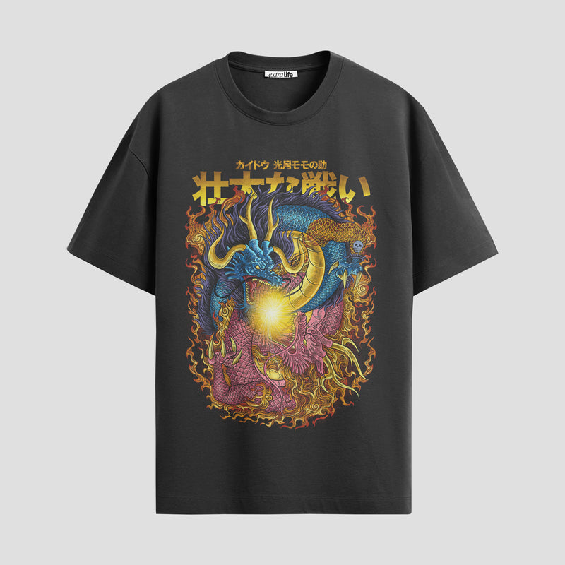 Playera urbana de anime y gaming ExtraLife MX, corte Standard Fit unisex ligero y transpirable en color Deep Black y Pure White, ropa de uso diario para gym y casual.