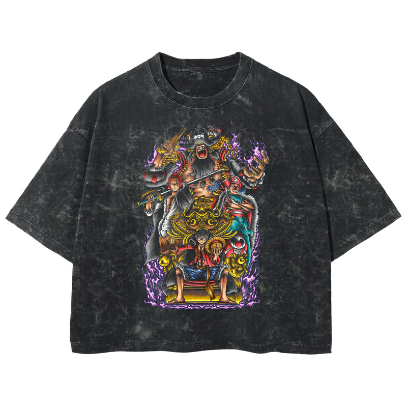 Playera streetwear premium de anime y gaming ExtraLife MX, corte boxy deluxe mineral wash heavyweight en color Acid Wash, moda urbana mexicana de culto.