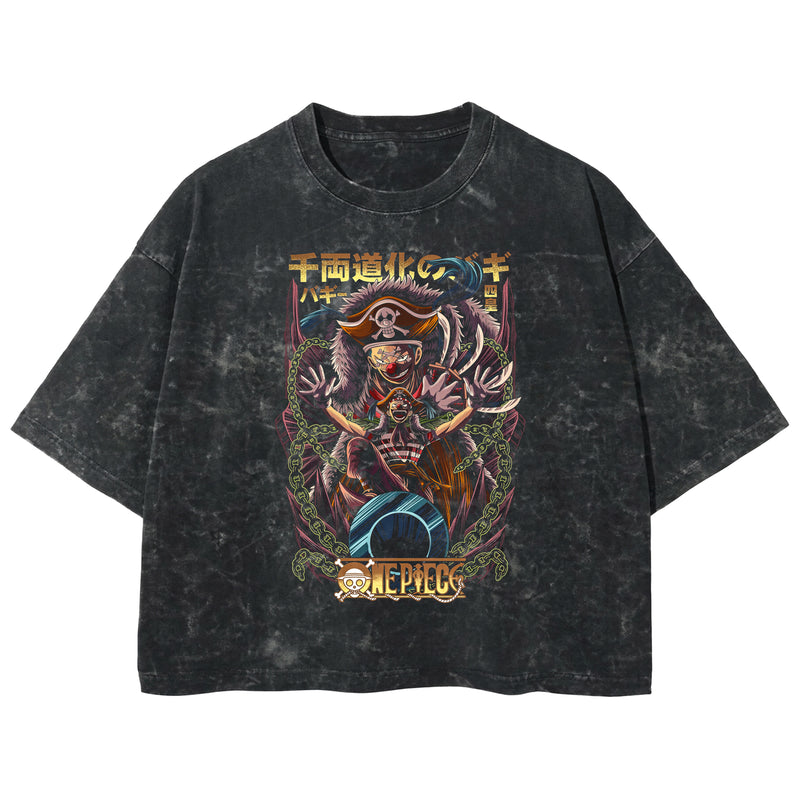 Playera streetwear premium de anime y gaming ExtraLife MX, corte boxy deluxe mineral wash heavyweight en color Acid Wash, moda urbana mexicana de culto.