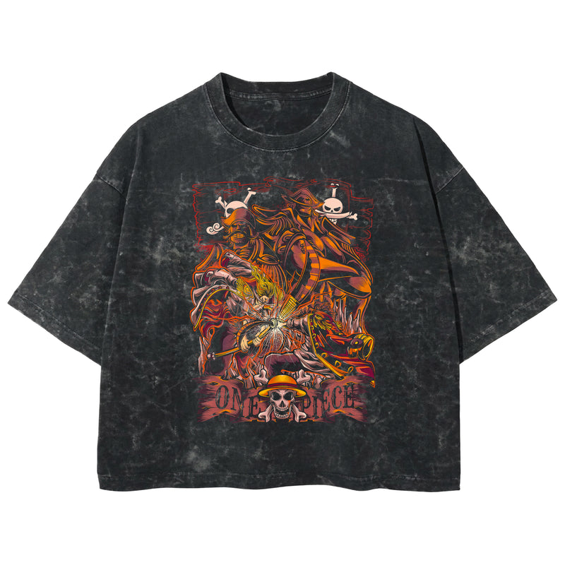 Playera streetwear premium de anime y gaming ExtraLife MX, corte boxy deluxe mineral wash heavyweight en color Acid Wash, moda urbana mexicana de culto.