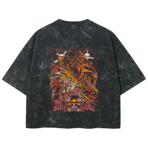Playera streetwear premium de anime y gaming ExtraLife MX, corte boxy deluxe mineral wash heavyweight en color Acid Wash, moda urbana mexicana de culto.