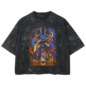 Playera streetwear premium de anime y gaming ExtraLife MX, corte boxy deluxe mineral wash heavyweight en color Acid Wash, moda urbana mexicana de culto.