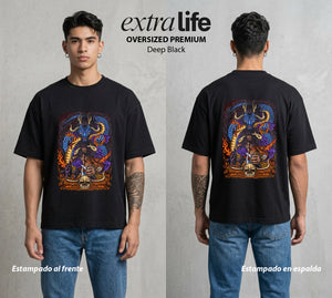 Mar de los Piratas | El Gran Tesoro del Mar #02991 - Playera Oversized Premium | Deep Black - Foto en modelo