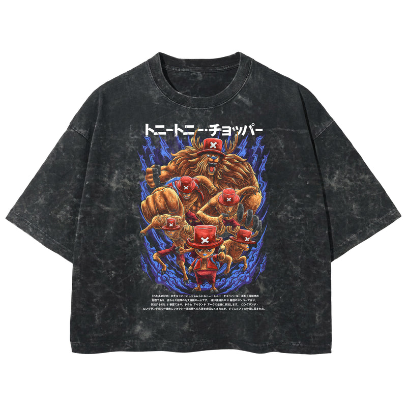 Playera streetwear premium de anime y gaming ExtraLife MX, corte boxy deluxe mineral wash heavyweight en color Acid Wash, moda urbana mexicana de culto.