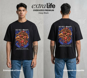 Mar de los Piratas | La Busqueda del Bien #02992 - Playera Oversized Premium | Deep Black - Foto en modelo