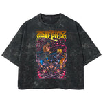 Playera streetwear premium de anime y gaming ExtraLife MX, corte boxy deluxe mineral wash heavyweight en color Acid Wash, moda urbana mexicana de culto.