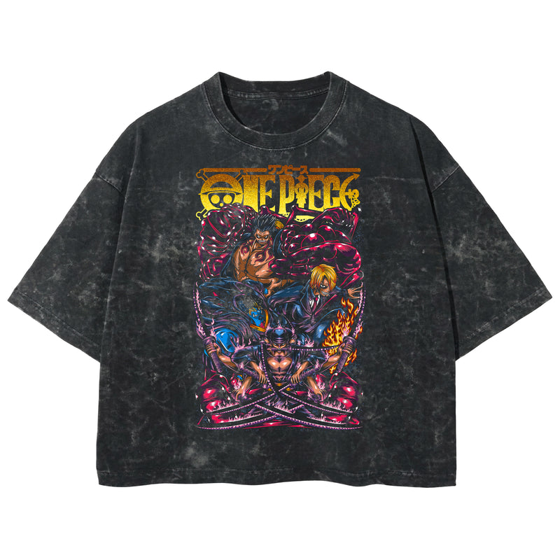 Playera streetwear premium de anime y gaming ExtraLife MX, corte boxy deluxe mineral wash heavyweight en color Acid Wash, moda urbana mexicana de culto.