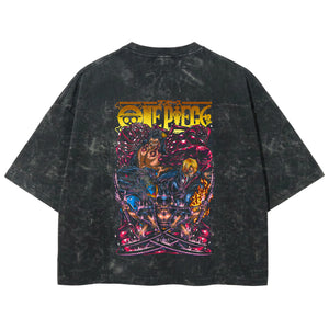 Playera streetwear premium de anime y gaming ExtraLife MX, corte boxy deluxe mineral wash heavyweight en color Acid Wash, moda urbana mexicana de culto.