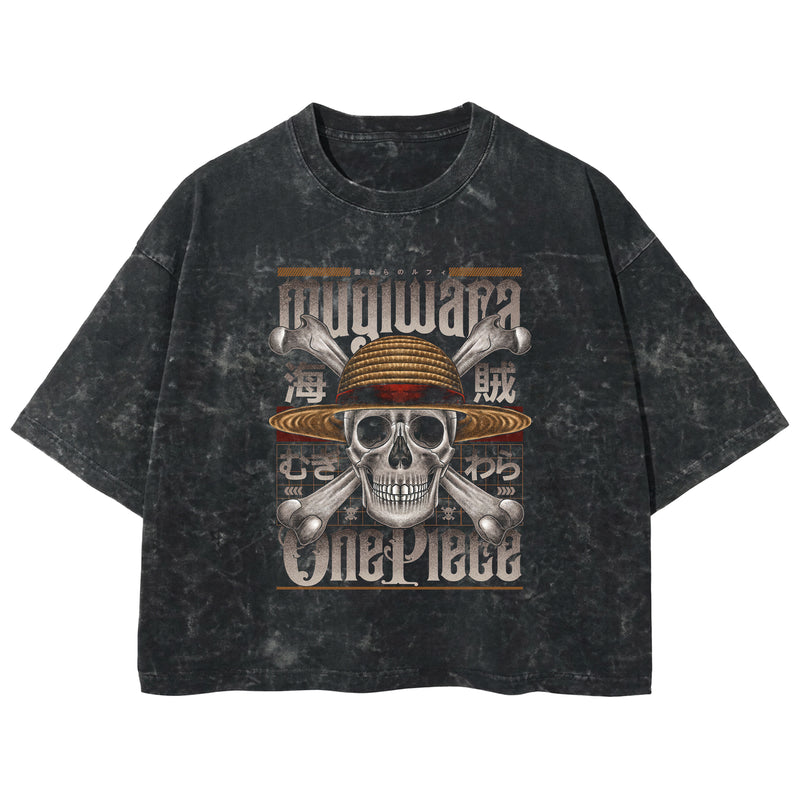 Playera streetwear premium de anime y gaming ExtraLife MX, corte boxy deluxe mineral wash heavyweight en color Acid Wash, moda urbana mexicana de culto.