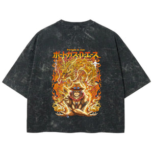 Playera streetwear premium de anime y gaming ExtraLife MX, corte boxy deluxe mineral wash heavyweight en color Acid Wash, moda urbana mexicana de culto.
