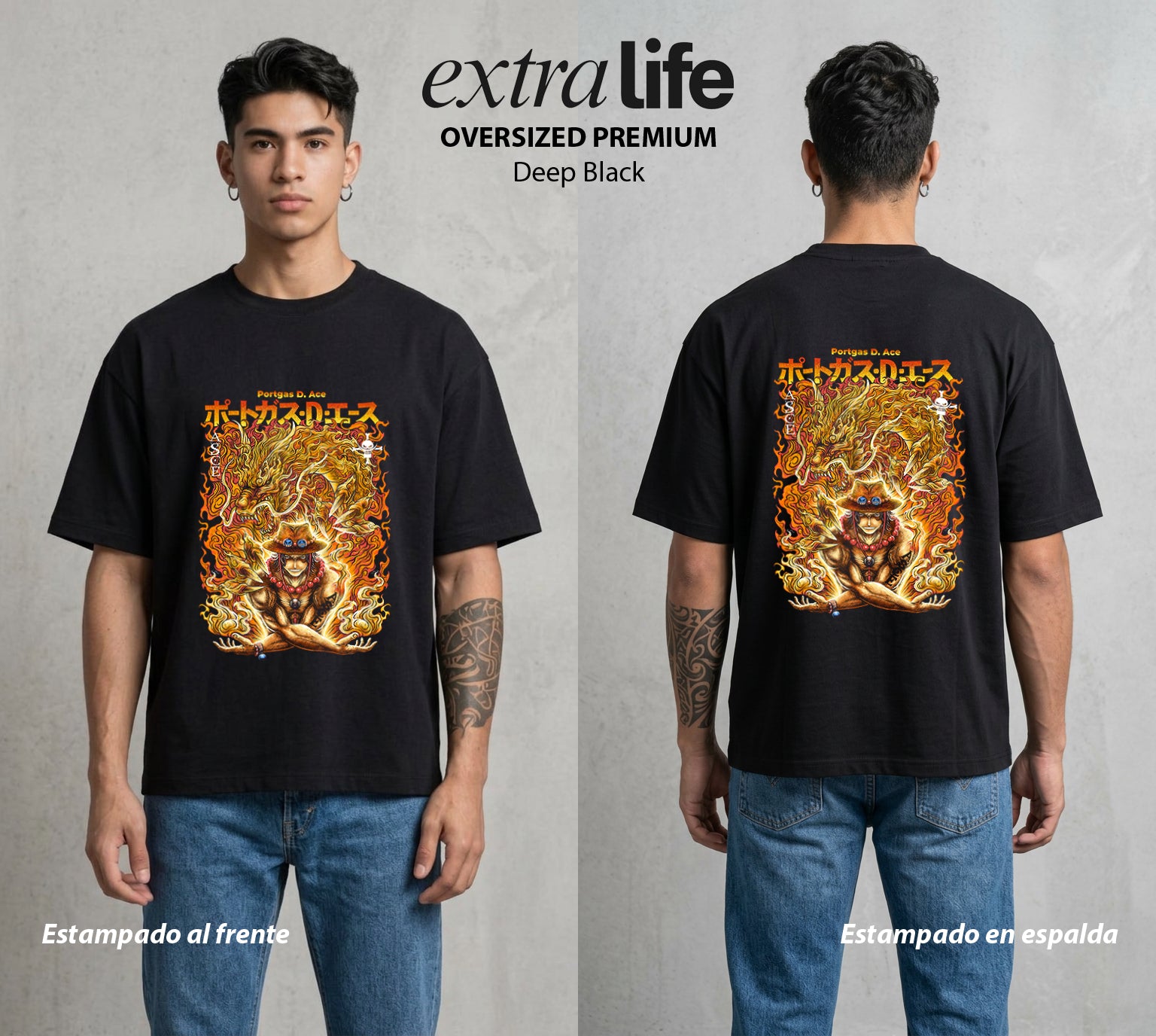 Mar de los Piratas | El Gran Tesoro del Mar #02995 - Playera Oversized Premium | Deep Black - Foto en modelo