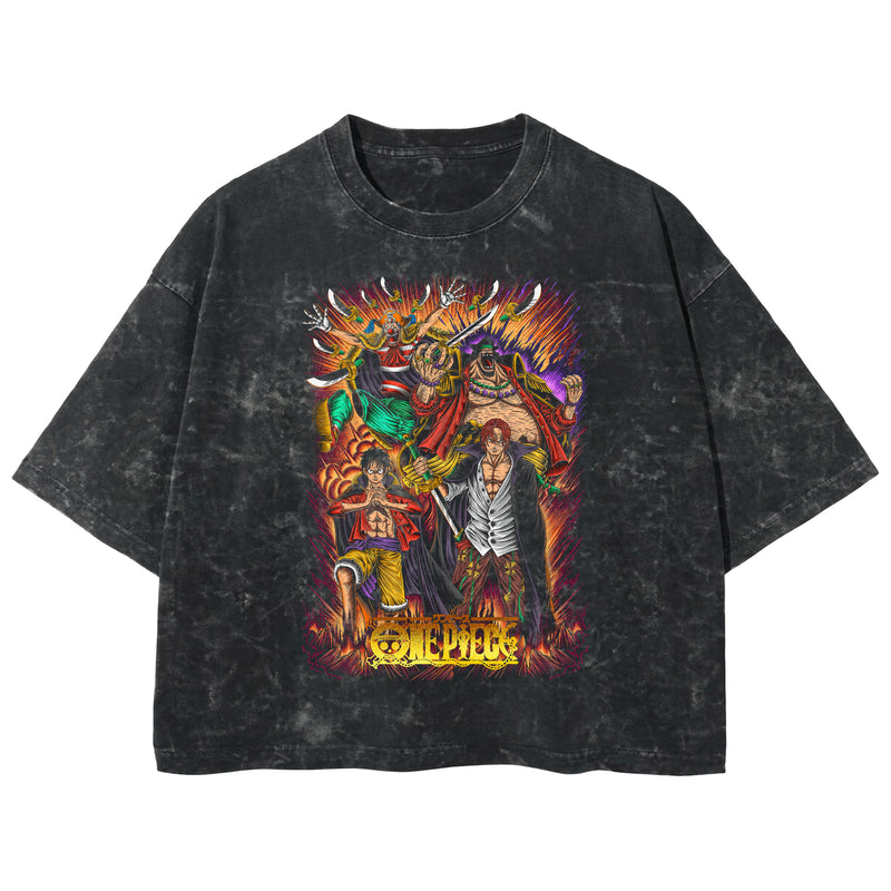Playera streetwear premium de anime y gaming ExtraLife MX, corte boxy deluxe mineral wash heavyweight en color Acid Wash, moda urbana mexicana de culto.