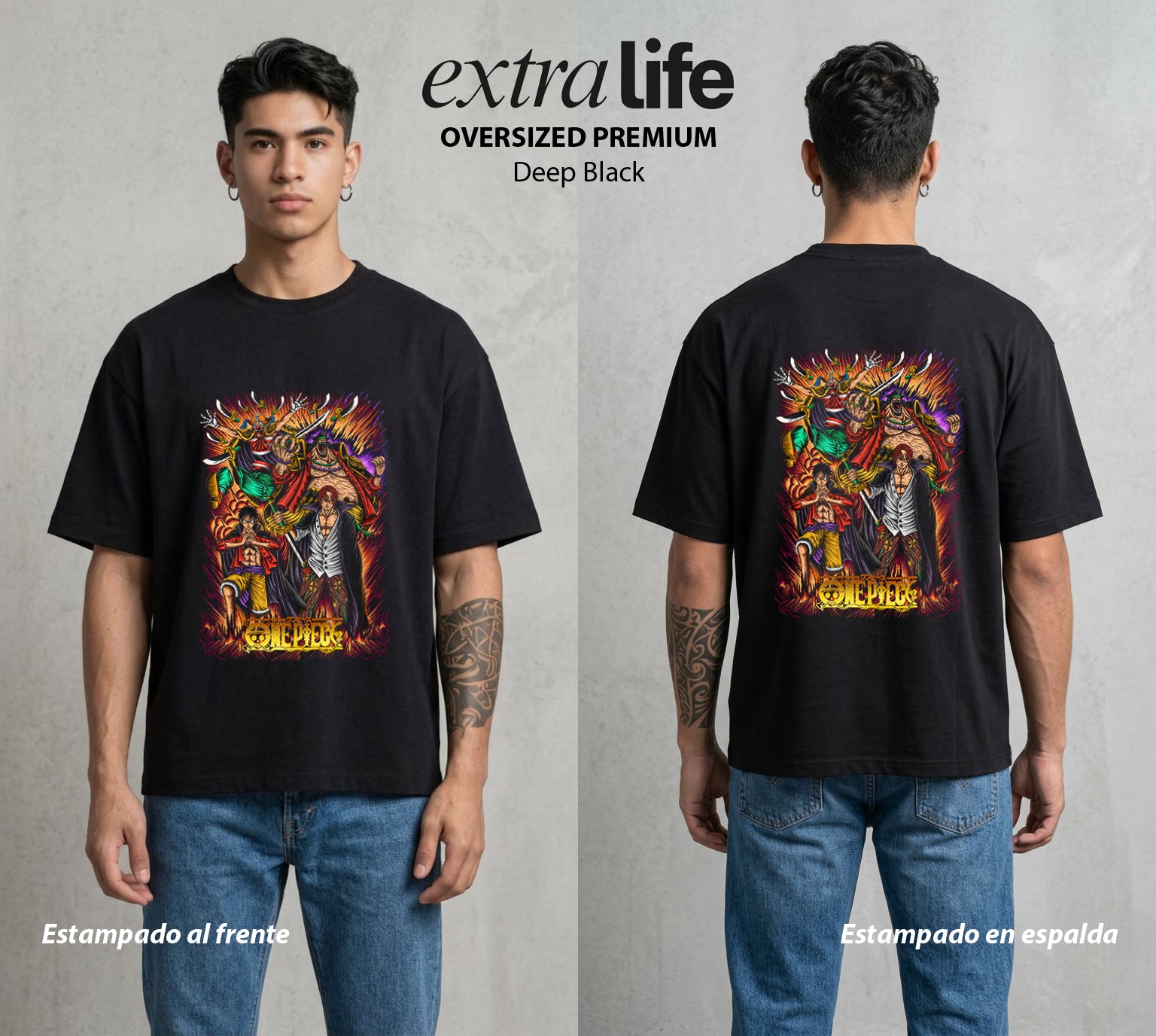 Mar de los Piratas | La Busqueda del Bien #02996 - Playera Oversized Premium | Deep Black - Foto en modelo