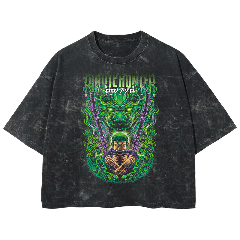 Playera streetwear premium de anime y gaming ExtraLife MX, corte boxy deluxe mineral wash heavyweight en color Acid Wash, moda urbana mexicana de culto.