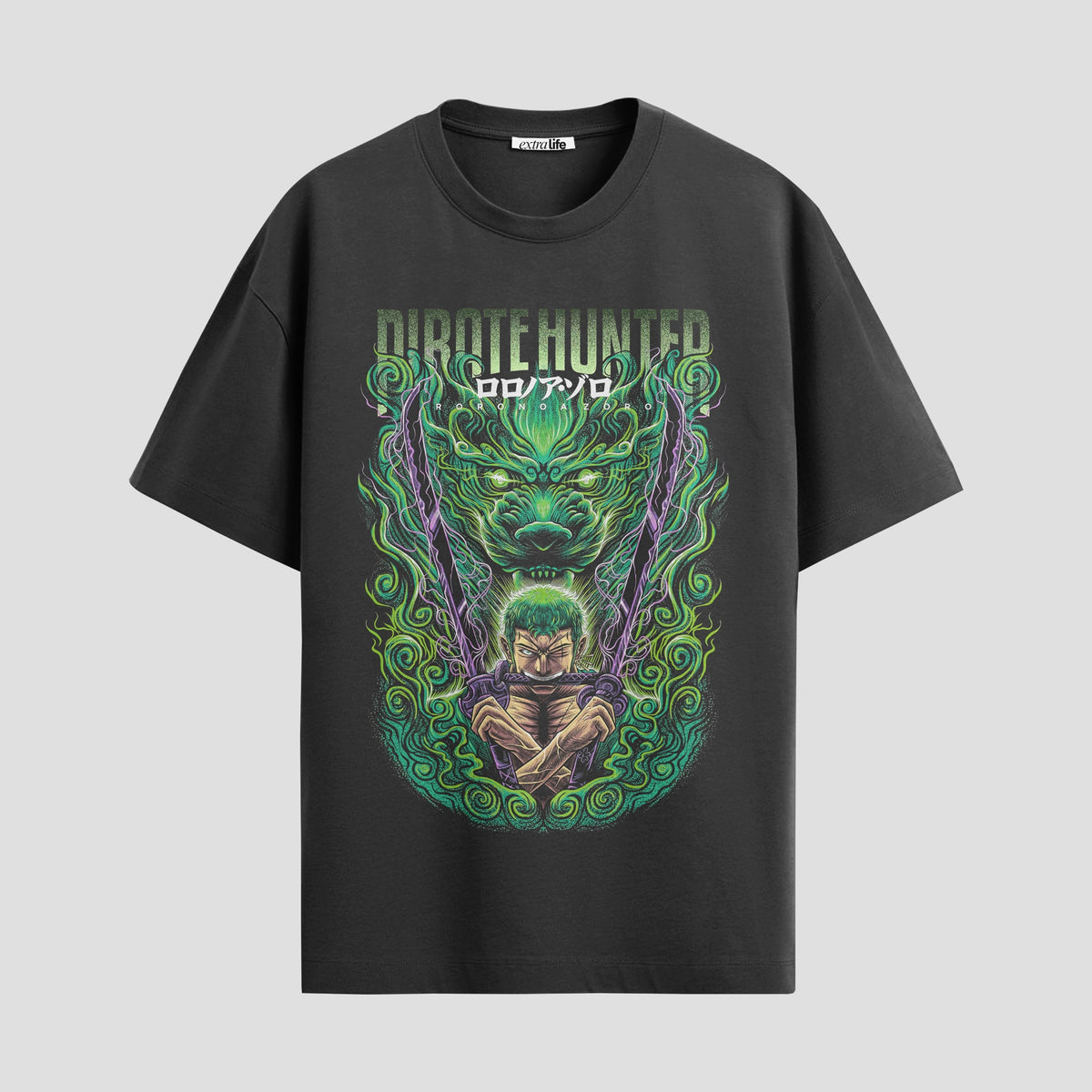 Playera urbana de anime y gaming ExtraLife MX, corte Classic Premium unisex ligero y transpirable en color Deep Black y Pure White, ropa de uso diario para gym y casual.