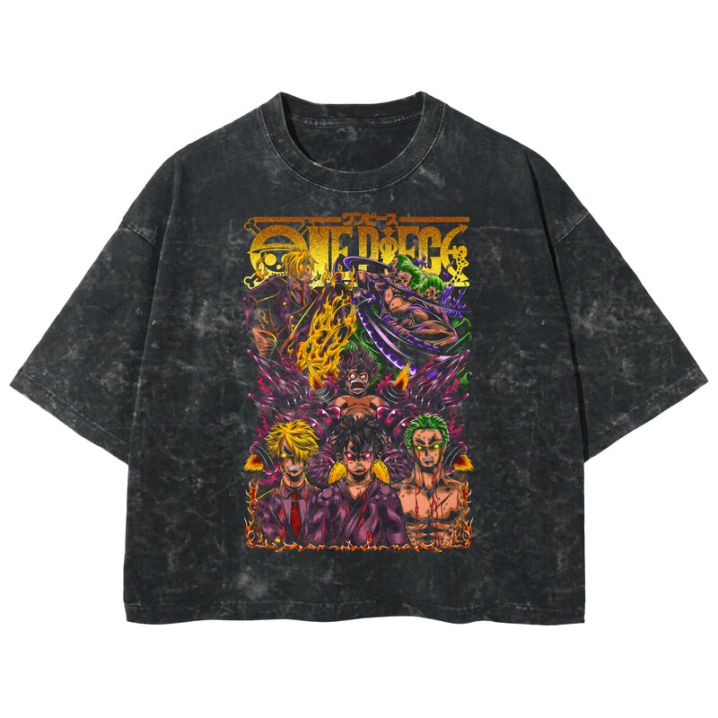 Playera streetwear premium de anime y gaming ExtraLife MX, corte boxy deluxe mineral wash heavyweight en color Acid Wash, moda urbana mexicana de culto.
