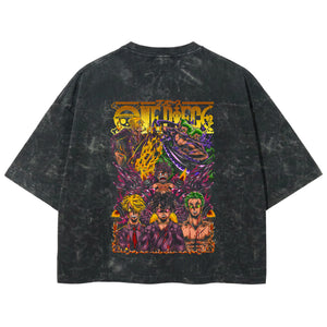 Playera streetwear premium de anime y gaming ExtraLife MX, corte boxy deluxe mineral wash heavyweight en color Acid Wash, moda urbana mexicana de culto.