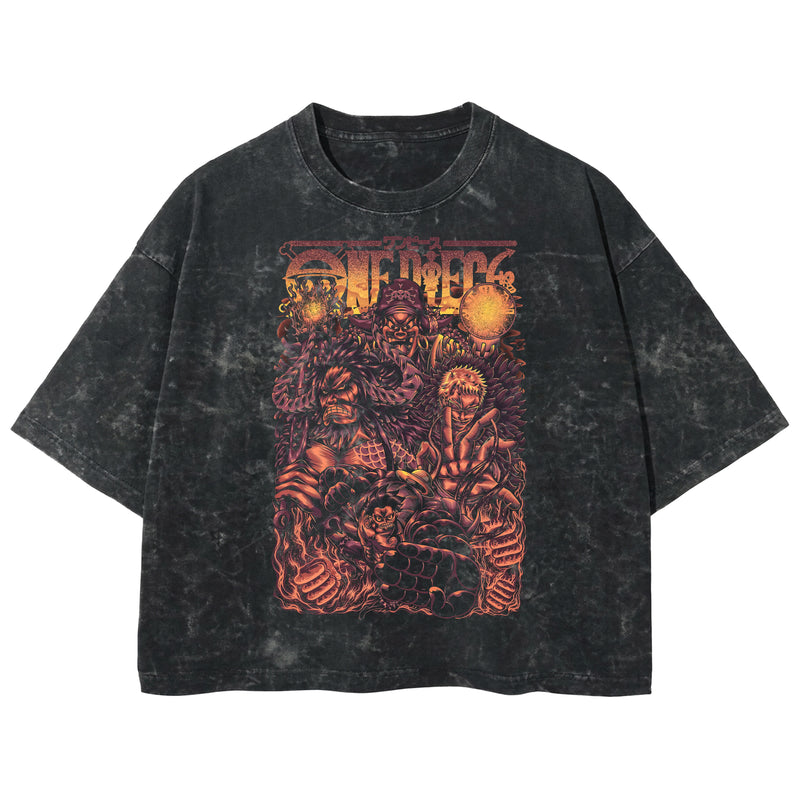 Playera streetwear premium de anime y gaming ExtraLife MX, corte boxy deluxe mineral wash heavyweight en color Acid Wash, moda urbana mexicana de culto.