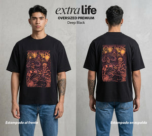 Mar de los Piratas | El Gran Tesoro del Mar #02999 - Playera Oversized Premium | Deep Black - Foto en modelo