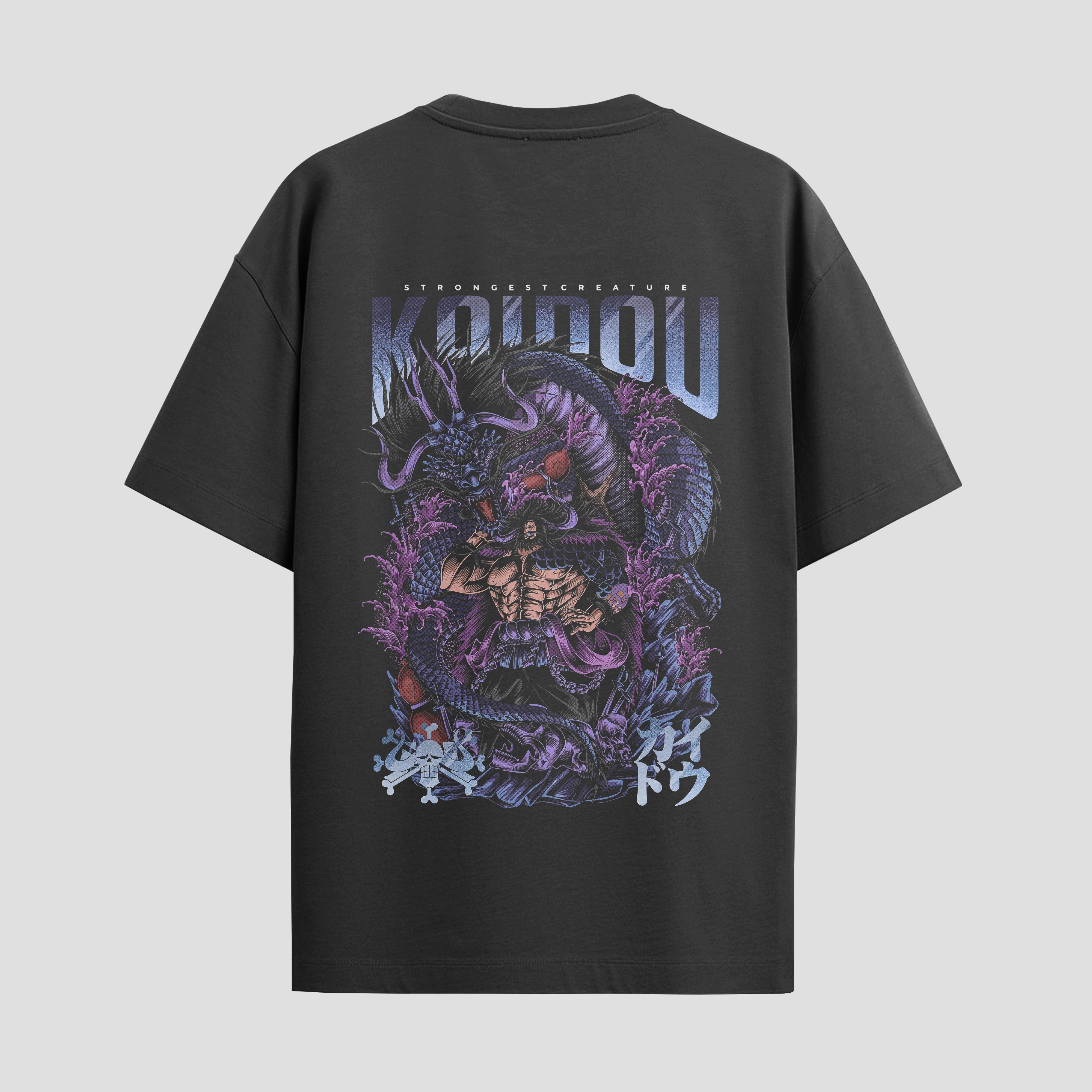 Playera urbana de anime y gaming ExtraLife MX, corte Standard Fit unisex ligero y transpirable en color Deep Black y Pure White, ropa de uso diario para gym y casual.