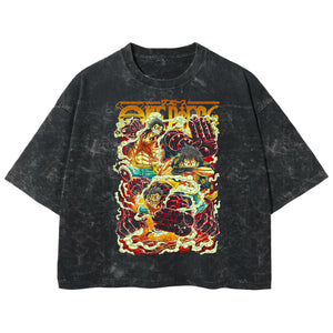 Playera streetwear premium de anime y gaming ExtraLife MX, corte boxy deluxe mineral wash heavyweight en color Acid Wash, moda urbana mexicana de culto.