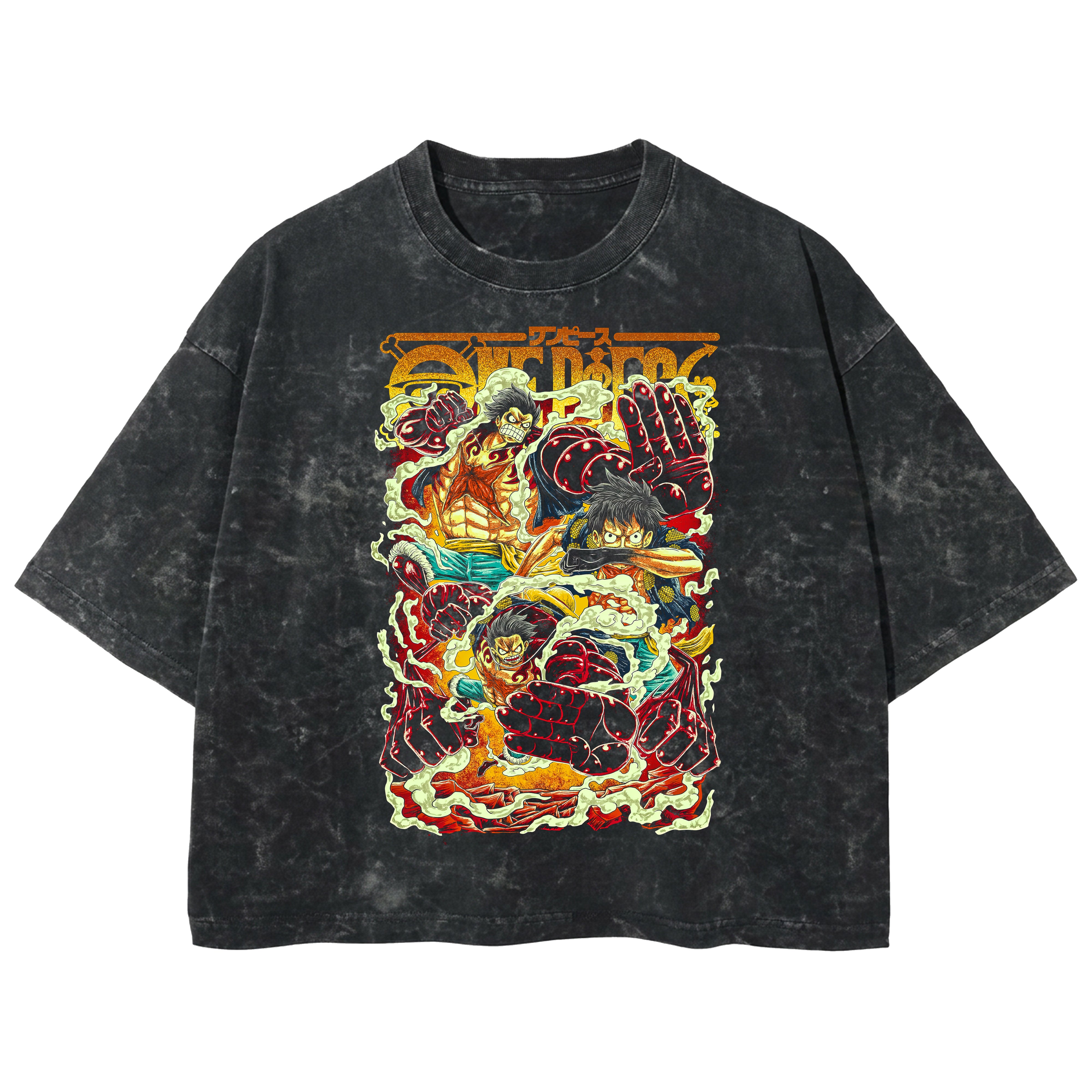Playera streetwear premium de anime y gaming ExtraLife MX, corte boxy deluxe mineral wash heavyweight en color Acid Wash, moda urbana mexicana de culto.