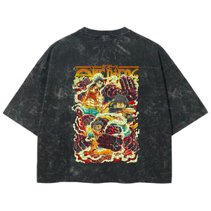 Playera streetwear premium de anime y gaming ExtraLife MX, corte boxy deluxe mineral wash heavyweight en color Acid Wash, moda urbana mexicana de culto.