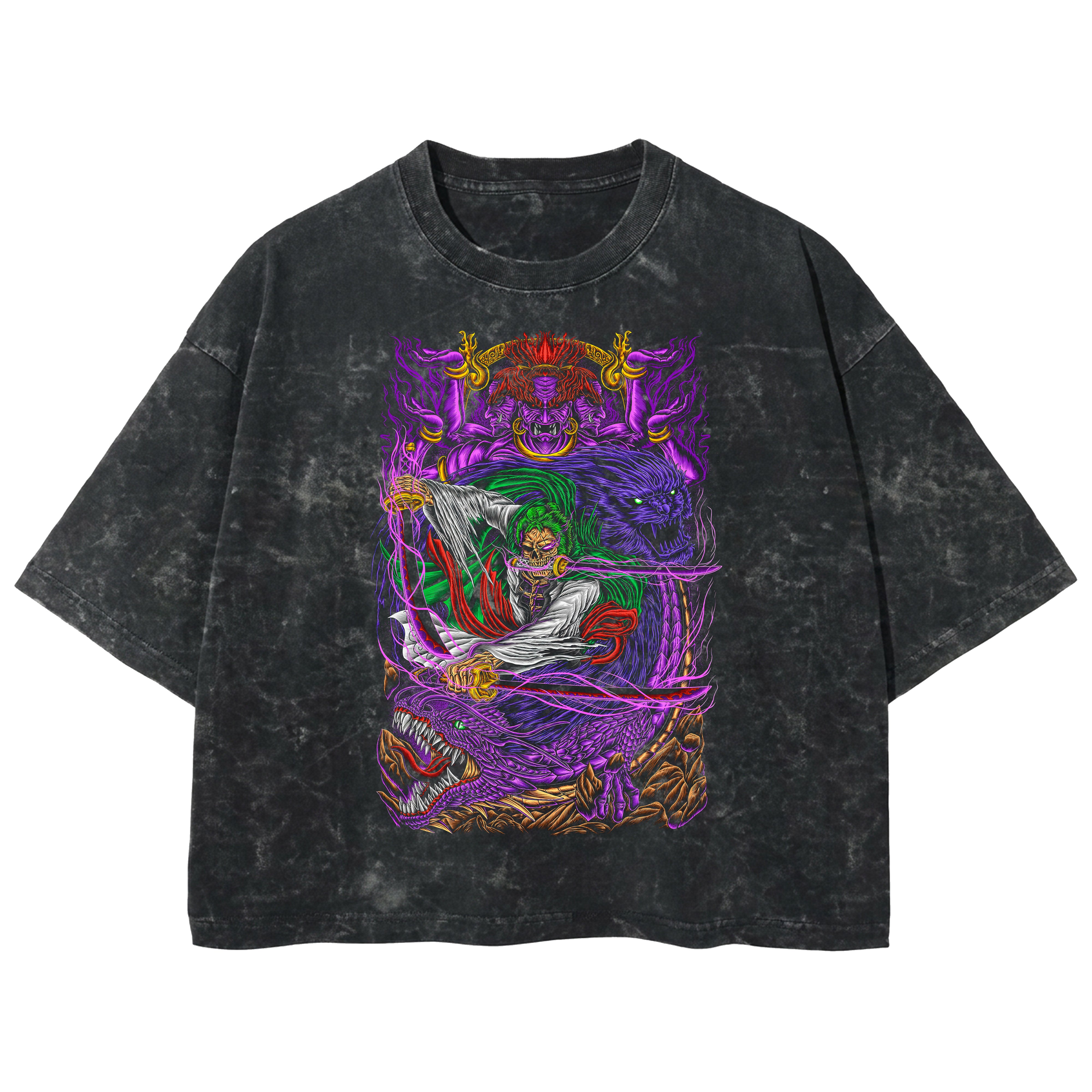 Playera streetwear premium de anime y gaming ExtraLife MX, corte boxy deluxe mineral wash heavyweight en color Acid Wash, moda urbana mexicana de culto.