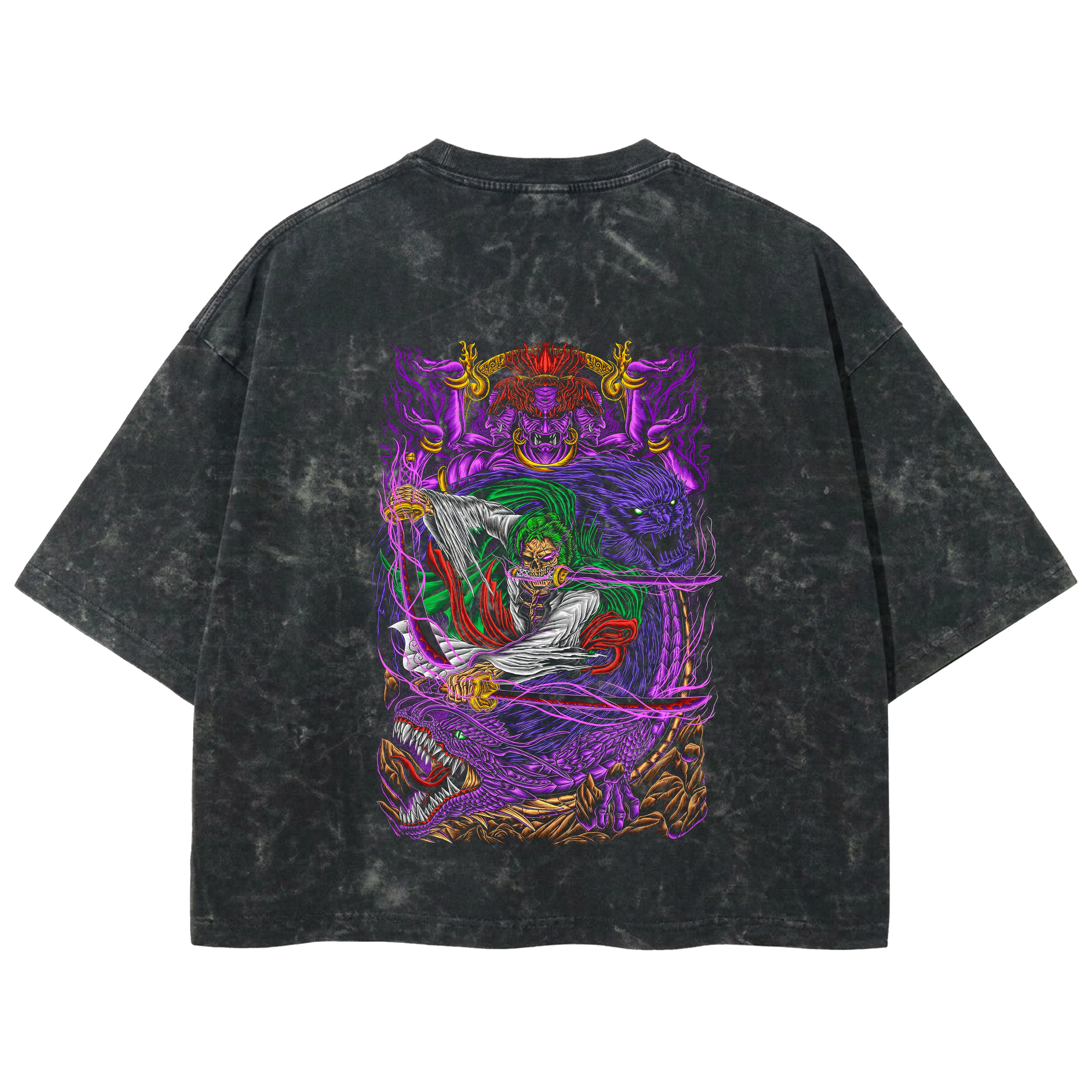 Playera streetwear premium de anime y gaming ExtraLife MX, corte boxy deluxe mineral wash heavyweight en color Acid Wash, moda urbana mexicana de culto.