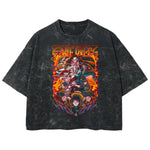 Playera streetwear premium de anime y gaming ExtraLife MX, corte boxy deluxe mineral wash heavyweight en color Acid Wash, moda urbana mexicana de culto.