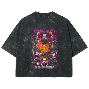 Playera streetwear premium de anime y gaming ExtraLife MX, corte boxy deluxe mineral wash heavyweight en color Acid Wash, moda urbana mexicana de culto.
