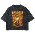 Playera streetwear premium de anime y gaming ExtraLife MX, corte boxy deluxe mineral wash heavyweight en color Acid Wash, moda urbana mexicana de culto.