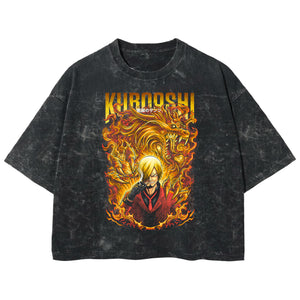 Playera streetwear premium de anime y gaming ExtraLife MX, corte boxy deluxe mineral wash heavyweight en color Acid Wash, moda urbana mexicana de culto.
