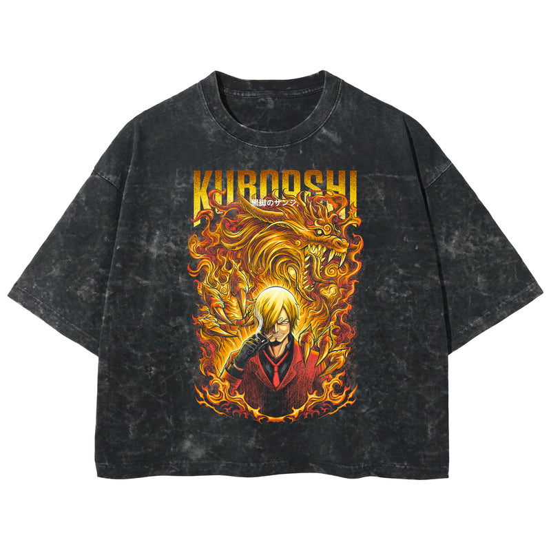 Playera streetwear premium de anime y gaming ExtraLife MX, corte boxy deluxe mineral wash heavyweight en color Acid Wash, moda urbana mexicana de culto.