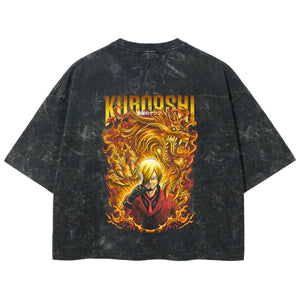 Playera streetwear premium de anime y gaming ExtraLife MX, corte boxy deluxe mineral wash heavyweight en color Acid Wash, moda urbana mexicana de culto.