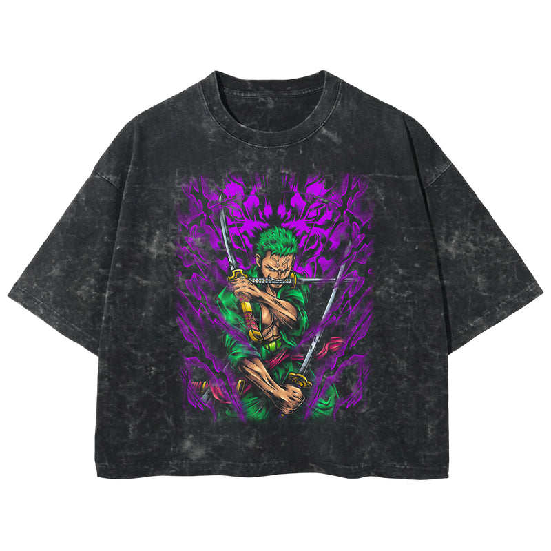Playera streetwear premium de anime y gaming ExtraLife MX, corte boxy deluxe mineral wash heavyweight en color Acid Wash, moda urbana mexicana de culto.