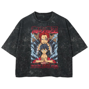 Playera streetwear premium de anime y gaming ExtraLife MX, corte boxy deluxe mineral wash heavyweight en color Acid Wash, moda urbana mexicana de culto.