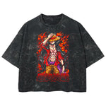 Playera streetwear premium de anime y gaming ExtraLife MX, corte boxy deluxe mineral wash heavyweight en color Acid Wash, moda urbana mexicana de culto.