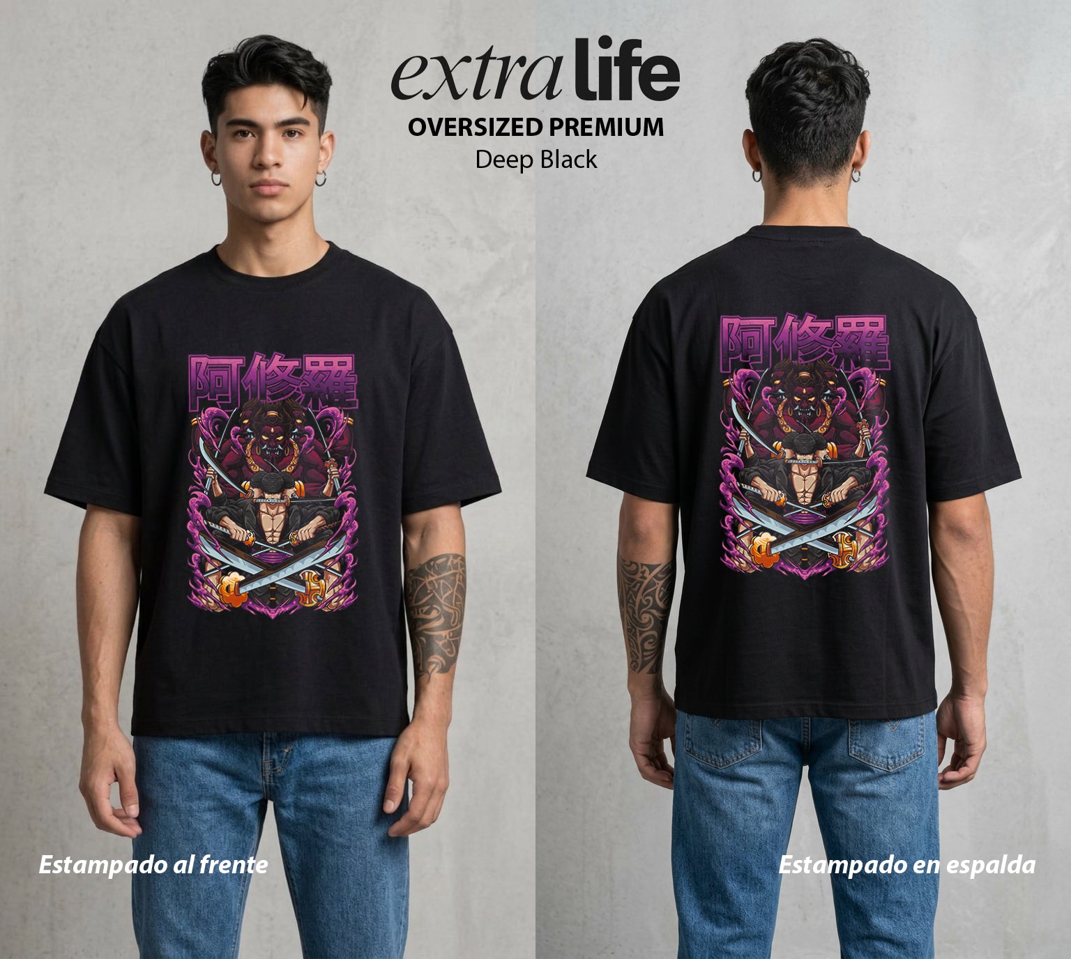 Mar de los Piratas | La Busqueda del Bien #03013 - Playera Oversized Premium | Deep Black - Foto en modelo