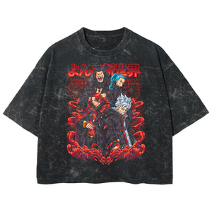 Playera streetwear premium de anime y gaming ExtraLife MX, corte boxy deluxe mineral wash heavyweight en color Acid Wash, moda urbana mexicana de culto.