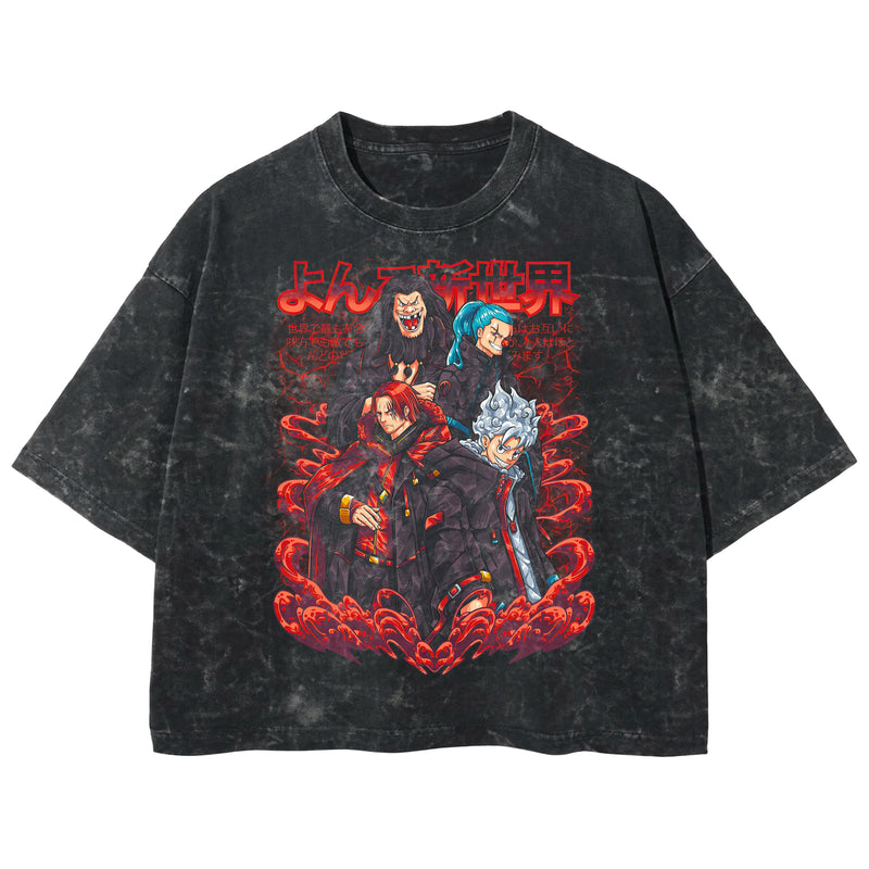 Playera streetwear premium de anime y gaming ExtraLife MX, corte boxy deluxe mineral wash heavyweight en color Acid Wash, moda urbana mexicana de culto.