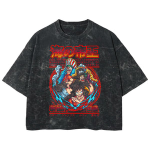 Playera streetwear premium de anime y gaming ExtraLife MX, corte boxy deluxe mineral wash heavyweight en color Acid Wash, moda urbana mexicana de culto.
