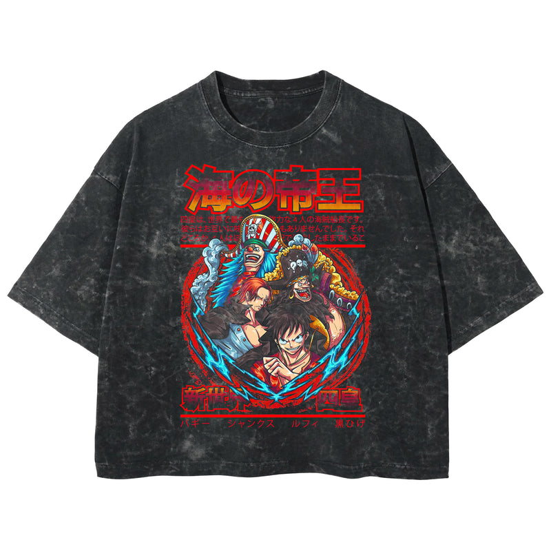 Playera streetwear premium de anime y gaming ExtraLife MX, corte boxy deluxe mineral wash heavyweight en color Acid Wash, moda urbana mexicana de culto.