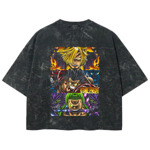 Playera streetwear premium de anime y gaming ExtraLife MX, corte boxy deluxe mineral wash heavyweight en color Acid Wash, moda urbana mexicana de culto.