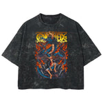 Playera streetwear premium de anime y gaming ExtraLife MX, corte boxy deluxe mineral wash heavyweight en color Acid Wash, moda urbana mexicana de culto.